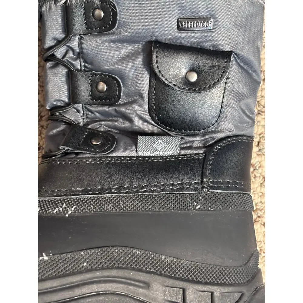 Dream Pairs Kids Waterproof Snow Boots Grey Black Faux Fur Lined Winter‎ US 1
